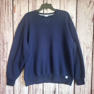 Russell Athletic Solid Navy Blue Crew Sweatshirt Pullover Mens XL 50/50